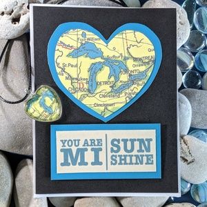 You Are MI Sunshine Michigan Map Pendant Card Set
